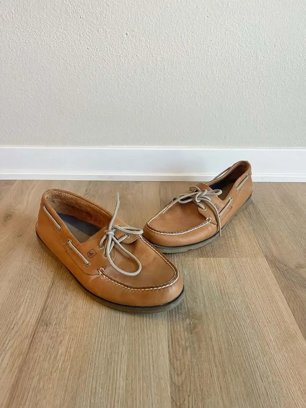 Sperry Top-Sider, Leather Boat Shoes, Tan Brown, Vacation, Preppy, Slip Ons, 13